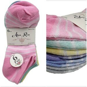 Alexa Rose Womens No Show Socks Size 9-11 Pastel Striped Colors Casual 6 Pairs